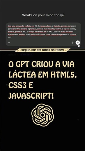 O GPT criou a Via Láctea em HTML5, CSS3 e JavaScript #ias #tecnologia #chatgpt