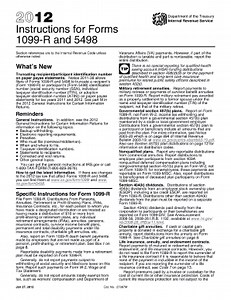 2012 Form IRS Instruction 1099-R & 5498 Fill Online, Printable, Fillable, Blank - pdfFiller
