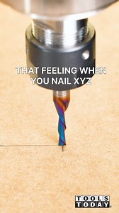That feeling when everything lines up perfectly 👌 Watching the bit drop right into place at the exact location is nerve wracking until it stops at the exact depth needed for the perfect XYZ zero position. Makers know how satisfying this is! Real nice. All tools used are from @toolstoday — check them out on our site! -- Amana Tool 1/8" Downcut bit, item no. 46200-K Shapeoko 5 Pro 4'x4' CNC, item no. S5 | Toolstoday Router Bits and Saw Blades