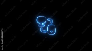Neon Computer Network Icon Video 4k - Glowing Connection Computers on Black Background., Stock Video