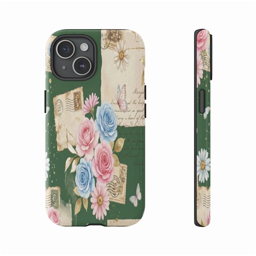 Floral Butterfly Postage Stamp Design, Pink and Blue Roses Pattern, Watercolor Flowers Art, Vintage Ephemera, Other - Etsy