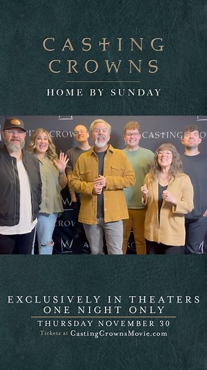 Today is the day! Casting Crowns: Home by Sunday is in select theaters nationwide TONIGHT ONLY! It’s going to be an awesome night you won’t want to miss. Tickets are still available - book yours now at castingcrownsmovie.com (Link in bio) #CastingCrownsMovie #CastingCrowns #FaithFilm | Casting Crowns