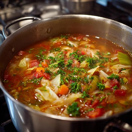Large Pot of Cabbage Soup!! Smells Delicious Description: This hearty, healthy cabbage soup is full of flavor and perfect for chilly days. Loaded with vegetables and simple ingredients, it's both comforting and nutritious. Ingredients: 1 tbsp olive oil 1 large onion, chopped 3 cloves garlic, minced 3 carrots, sliced 3 celery stalks, chopped 1 small head green cabbage, chopped 1 can (14.5 oz) diced tomatoes 6 cups vegetable or chicken broth 1 tsp dried thyme 1 tsp paprika Salt and pepper to taste