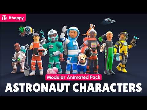 Astronaut Characters - Modular Animated Low Poly 3D Models