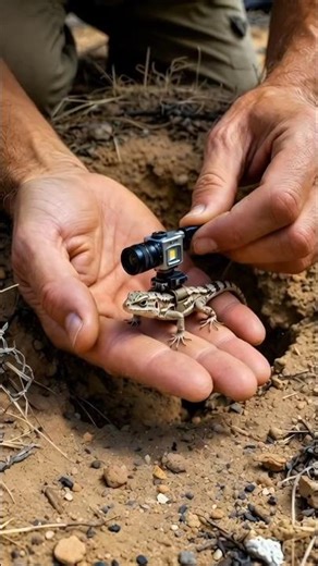 Micro Camera Footage: Burrowing Lizard Hatchling Exploring #lizard #reptilelife #goldenlizard
