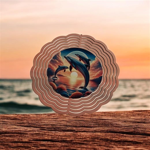 Dolphins Wind Spinner | Coastal Garden Decor | Ocean Art | 8-inch Spinner - Etsy