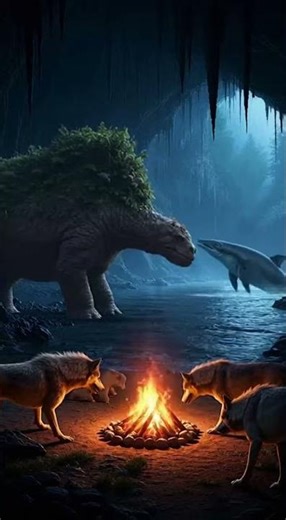 Treeherd vs a diving Ichthyosaur in a Prehistoric World