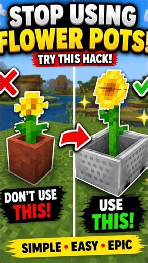 Stop Using Flower Pots… Try This Minecraft Hack! 🌻🤯 #equipou #minecraft #freefire