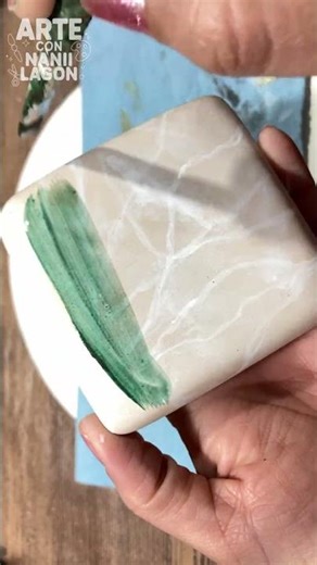 ✨💚Cómo hacer EFECTO MÁRMOL VERDE en cerámica 🏺| Técnica fácil y hermosa 5/5