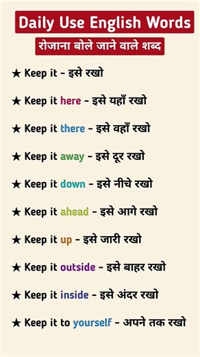 Daily Use English Words #learning #shorts #english #hindi #spokenenglish