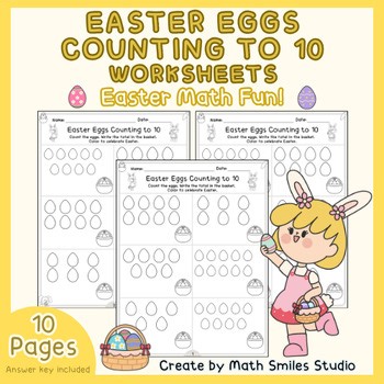 Easter Eggs Counting to 10 Worksheets | Spring Math Practice for Kindergarten