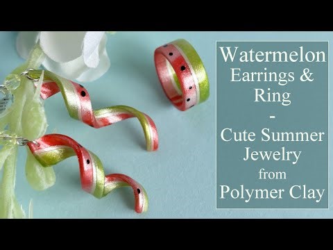 Let make a Watermelon Earring & Ring Set from Polymer Clay - Simple Clay Projects for Beginners