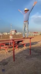 After a “bar” routine like that, we need to get this Texas cowboy to the olympics! 🤸‍♂️ 📹Guy Bell | storyful