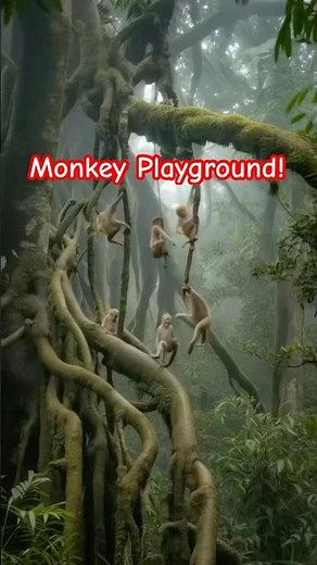 Monkeys Swinging and Playing in the Forest 🐒 #monkeys #swing #playing #forest #tree #animals