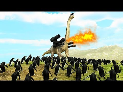 MEGA DINOSAUR vs PENGUIN ARMY - Beast Battle Simulator
