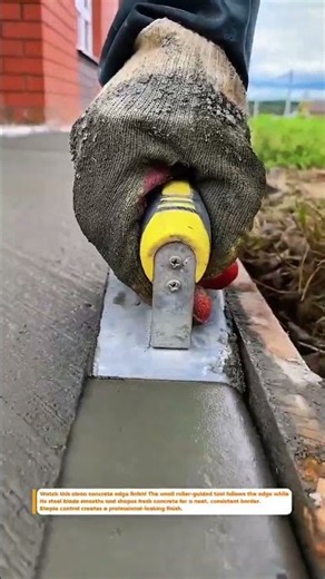 Perfect Concrete Edge Finish with a Roller Tool! Made Easy #Concrete #Finishing #ConstructionShorts