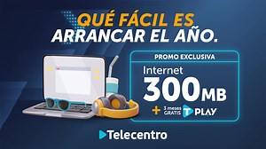 🖐 Sacudite la arena y empezá el año a toda velocidad con Telecentro 💯 . Sumate ahora al Plan de Internet 300 MB. Además, ¡T-Play 3 meses gratis! 😃 | Telecentro