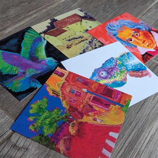5 Colorful Notecards + Envelopes | Luxury Fine Art Greeting Cards - Etsy