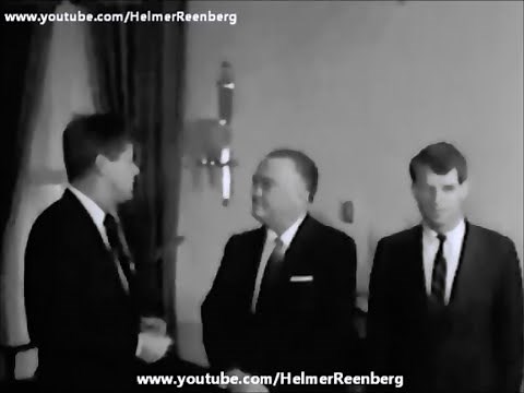 February 23, 1961 - President John F. Kennedy meets J. Edgar Hoover and Robert F. Kennedy