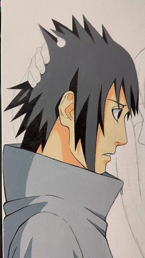 Drawing Sasuke Uchiha on a canvas part 1 #drawing #sasuke #naruto