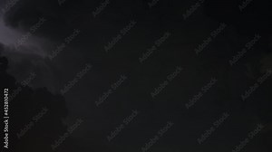 Lightning thunderstorm flash over the night sky, Lighting during storm at night phenomenal thunder, 4k resolution.