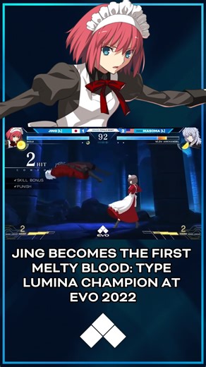 8.4K views · 131 reactions | After a back-and-forth set, Jing pulled out all the stops in the final round to win the first Evo Championship for MELTY BLOOD: TYPE LUMINA at Evo 2022. Watch more of the best MELTY BLOOD moments at Evo in the latest video on the Evo Events channel! | Evolution Championship Series | Facebook