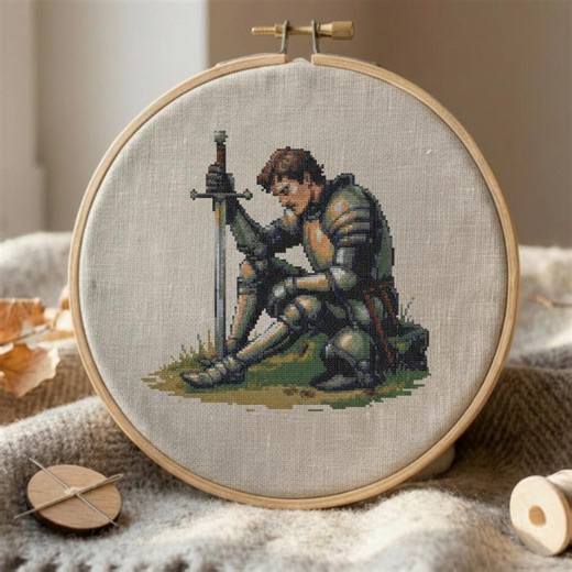 Knight Cross Stitch Pattern, Medieval Warrior Embroidery (digital Download) - Etsy