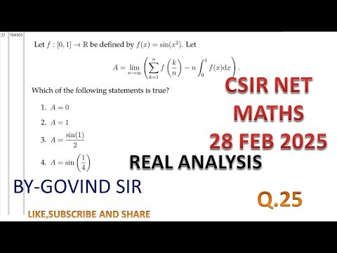 CSIR NET 28 FEB 2025 MATHS | REAL ANALYSIS | Q.25 | csir net previous year maths question solution