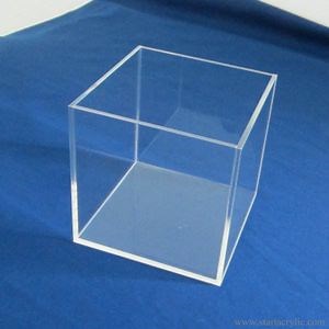 [Hot Item] Clear Acrylic Display Cube 5-Sided Cube Versatile Square Lucite Retail Product Riser Storage Bin Display Boxes