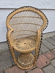 Vintage Mini Wicker Peacock Chair: Boho Doll Plant Stand - Etsy