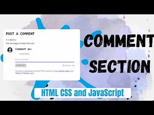 How To Create A Complete Comment Section Like Blogger Using HTML CSS JavaScript