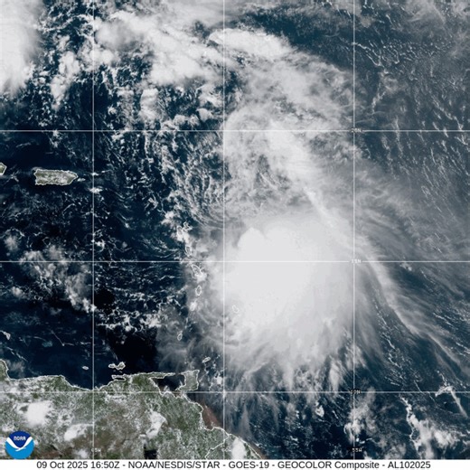 Tropical Storm Jerry Brings Heavy Rains, Rough Seas, and Flooding Threat to the Virgin Islands and Puerto Rico Residents of the U.S. Virgin Islands and Puerto Rico are being advised to brace for periods of heavy rainfall, gusty squalls, and dangerous marine conditions as Tropical Storm Jerry passes northeast of the region tonight into Friday. While Jerry’s center is forecast to stay north of the islands, the storm’s broad and uneven circulation is expected to bring outer rainbands, hazardous sur
