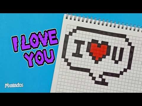 HOW TO DRAW AN I LOVE YOU TEXT BUBBLE STEP BY STEP PIXEL ART - PIXELATED