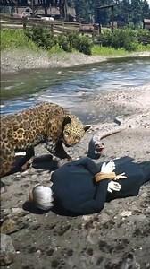 Snake Fights Mountain Lion to Save Man in RDR2 - Unbelievable! #shorts