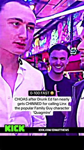 CHOAS after Drunk Ed fan Neely gets CHINNED for calling Linx the popular Family Guy character Quagmire #linx #quagmire #edmatthews #chin #funnymoment