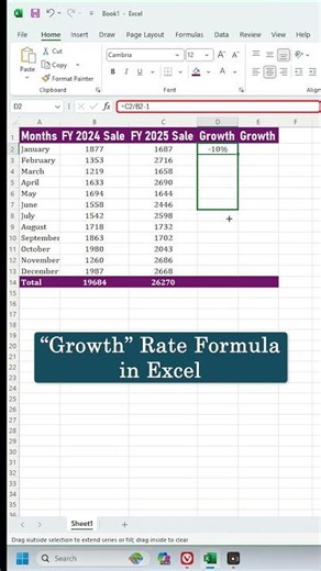 Excel Growth Rate Formula Explained Step-by-Step | Excel Tutorial For Beginners 2026