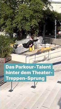 The Parkour Talent Behind the Theater Stairs Jump