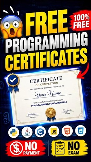 😱 FREE PROGRAMMING CERTIFICATE