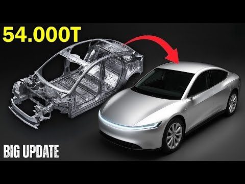 NEW Tesla Giga Press 54,000T Machine Officially Produces Model 2 Car! What’s Inside?