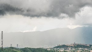 Time lapse of a stormy weather over tropical capital city. Rain and clouds fast moving in time lapse. HD 1080. Caracas is the capital, the center of the Greater Caracas Area.