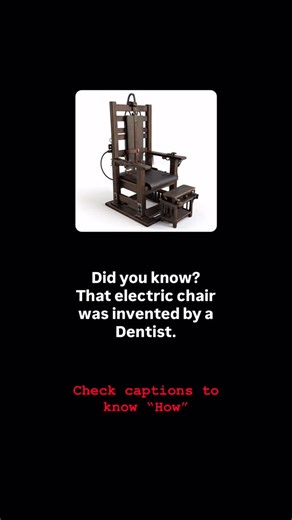 MJ | Real life Facts on Instagram: "Here’s about Electric chair👇🏻 Reason: The electric chair was invented by a dentist because Dr. Alfred Southwick believed electricity could cause a faster and less painful death than hanging. In the 1880s, after seeing how quickly electricity killed an animal, he thought it could be a more “humane” method of execution. Using his medical knowledge, he helped design the electric chair, believing science and technology could reduce suffering—though history later