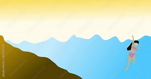 animation of a woman drowning in a lake women swimming in bikini clothes