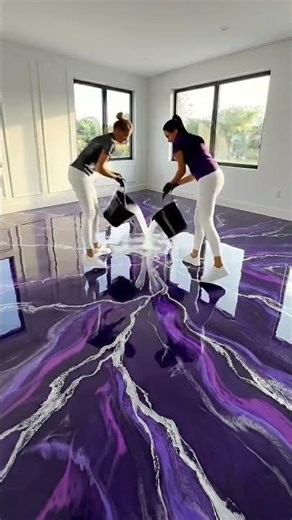 Purple & White Liquid Epoxy Floor Transformation 💜 | Satisfying Resin Pour