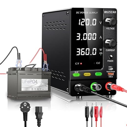 Labornetzteil 120V 3A 4-stelliger LED-Anzeige Encoder Einstellung Labornetzgerät 6V 12V 24V 6V 48V 60V 92V 100V Batterie Aufladen mit Ausgangsschalter/Ladeerkennung Labor DC-Stromversorgungen