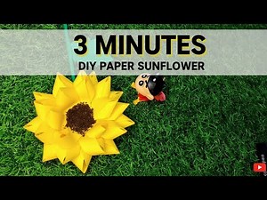 DIY Paper Sunflower in 3 Minutes | Easy Fast Paper Flower Craft Tutorial