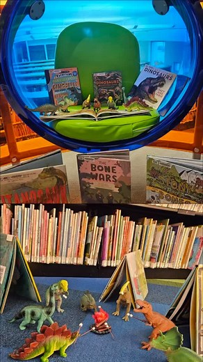 🦖 The dinos have been VERY busy at the library this Dinovember… 📷: Children’s Librarian Katie at the Main Library | Allen County Public Library