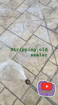 Stripping old sealer from stamped concrete #powerwashing #paversealing #stampedconcrete #moneymaking