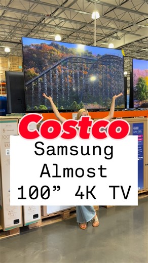 Check out this almost 100” (98”) big screen tv Costco just put out. We showed you guys 2 other brands that were 100”…but you said those weren’t good quality 🤷🏼‍♀️What about this Samsung? It looks great 📺 #costco #costcofinds #tv #bigscreen #4k | Costco Twins
