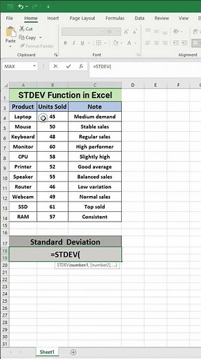 STDEV Function in Excel | Calculate Standard Deviation Easily!