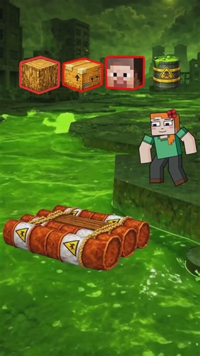 How Alex build BOAT in GREEN LAVA Challenge! Minecraft #funny #shorts
